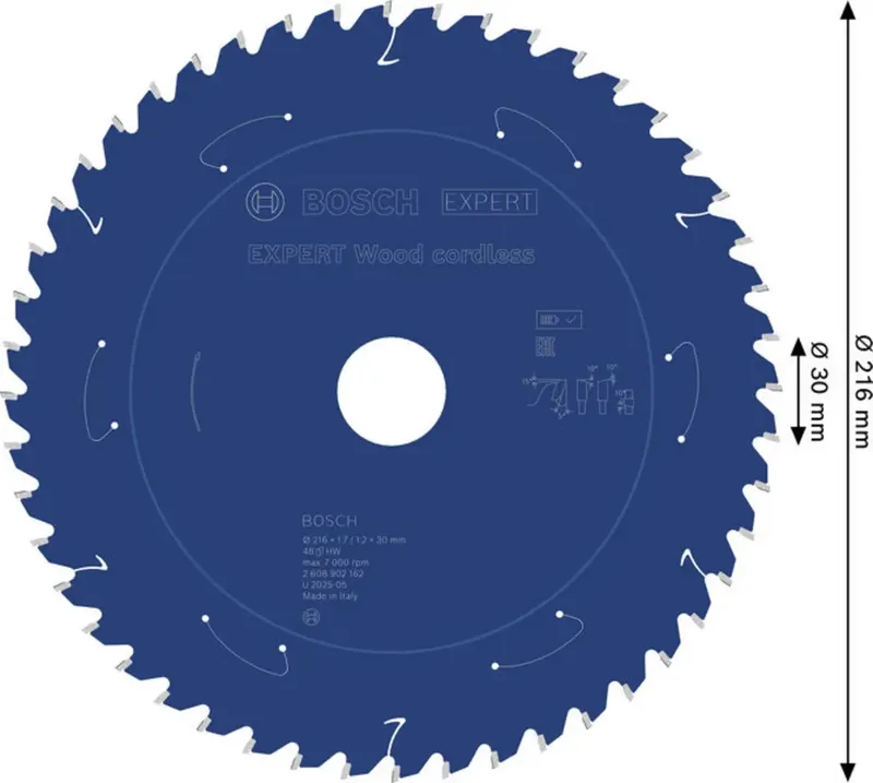 Bosch Lame De Scie Circulaire Pour Bois Expert Wood Cordless 216 X 1.7/1.2 X 30 Mm T48 de Bosch Professional – image du produit 2 sur 2