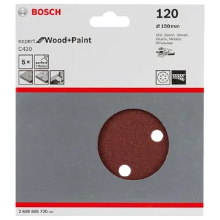 Exzenter Schleifpapier Holz Expert 6p G120 150 Mm 5 Einheiten de Bosch Professional – image du produit 2 sur 2