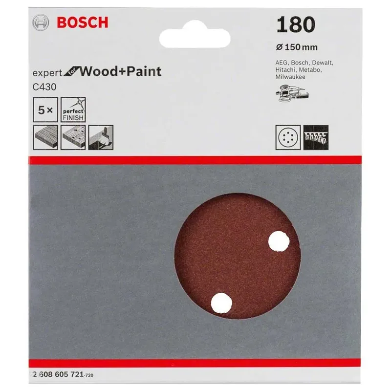 Exzenter Schleifpapier Holz Expert 6p G180 150 Mm 5 Einheiten von Bosch Professional – Produktbild 2 von 2