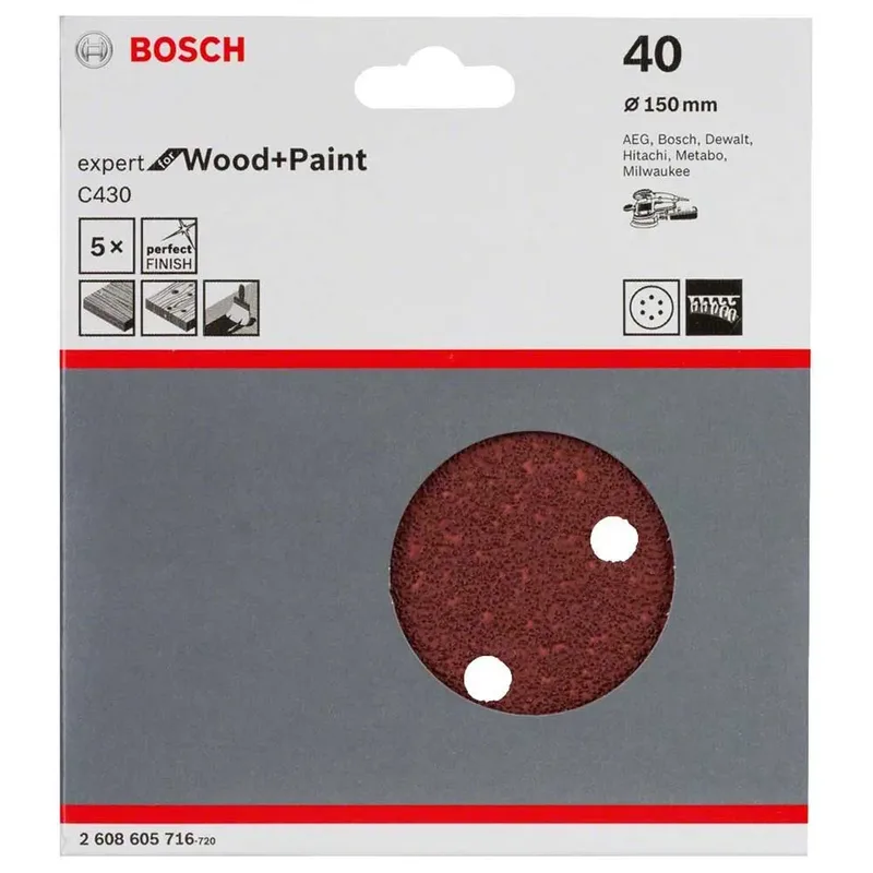 Exzenter Schleifpapier Holz Expert 6p G40 150 Mm 5 Einheiten von Bosch Professional – Produktbild 2 von 2