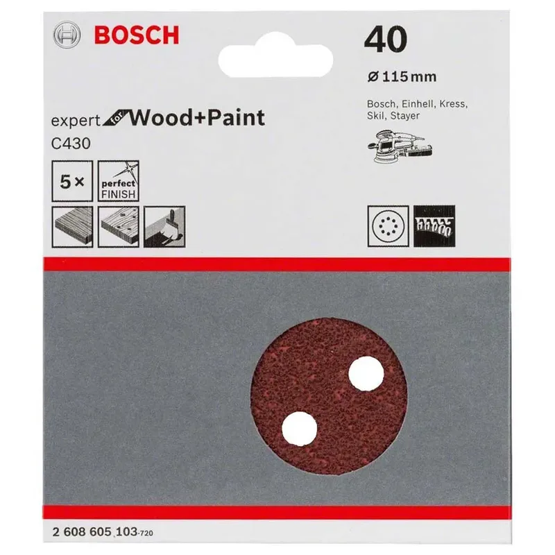 Exzenter Schleifpapier Holz Expert 8p G40 115 Mm 5 Einheiten fra Bosch Professional – produktbillede 2 af 2