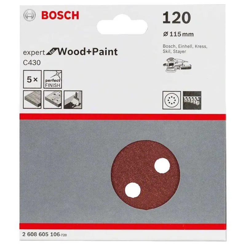 Exzentrisches Schleifpapier 8p G120 Holz Experte 115 Mm 5 Einheiten by Bosch Professional – product image 2 of 2
