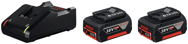 »GBA 18V 4.0Ah« Akku Starter-Set (2 St), inkl. Schnellladegerät by Bosch Professional, Red, Black – product image