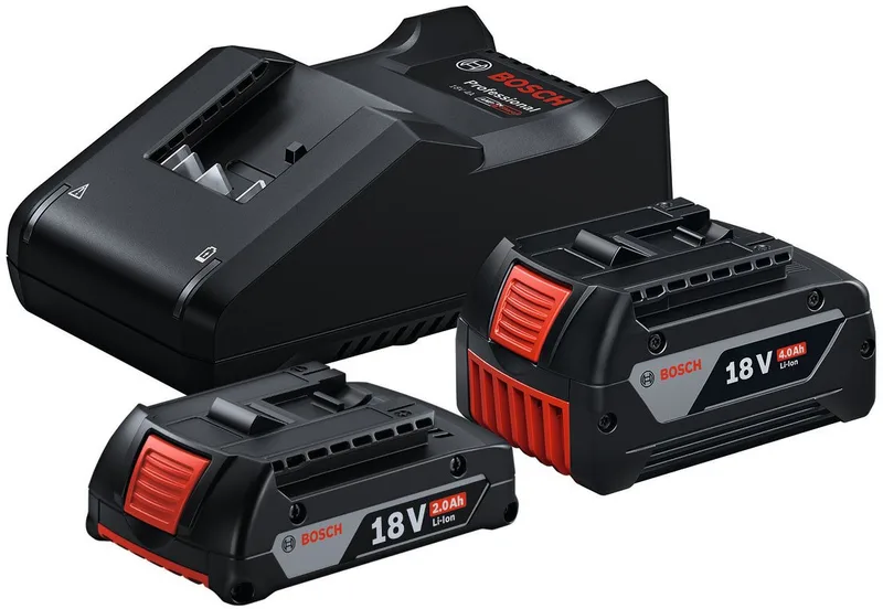 GBA 18V Akku Starter-Set, 2 Akkus 2Ah und 4 Ah, inkl. Ladegerät van Bosch Professional, Blauw – productafbeelding