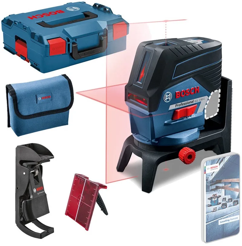 GCL 2-50 C Accu Kruislijnlaser Rood 12V + Plafondklem Basic Body in L-Boxx - 0601066G08 by Bosch Professional, Black – product image