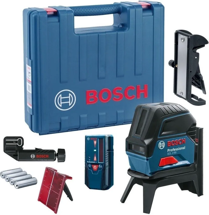 GCL 2-50 Punt- en kruislijnlaser rood + LR 6 laserontvanger in koffer - 0601066F01 de Bosch Professional, Bleu – image du produit 1 sur 3