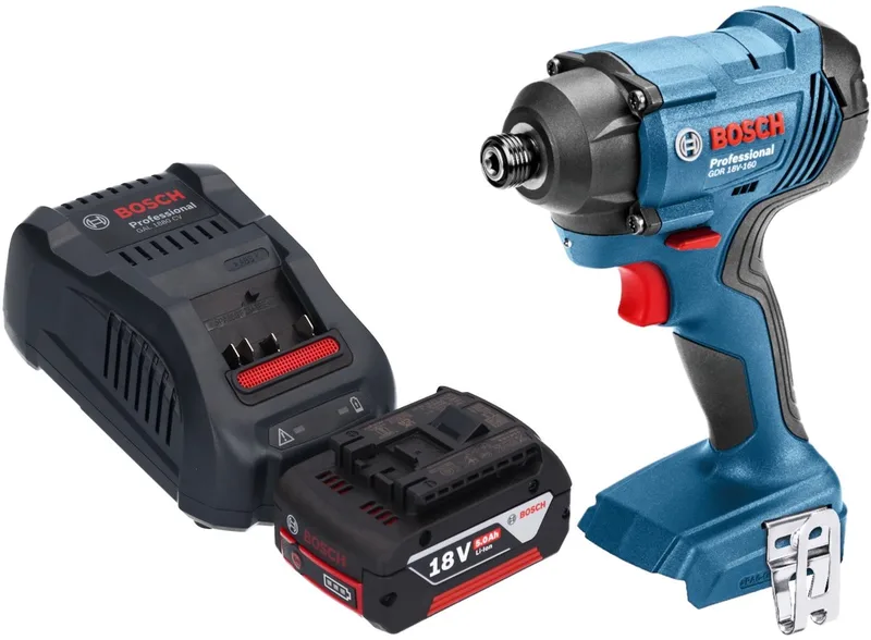 GDR 18V-160 Professionele accu-slagmoersleutel 18 V 160 Nm 1/4" + 1x oplaadbare accu 5.0 Ah + lader de Bosch Professional – image du produit