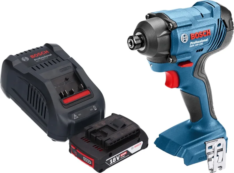 GDR 18V-160 Professionele accu-slagmoersleutel 18 V 160 Nm 1/4" + 1x oplaadbare accu 2.0 Ah + lader van Bosch Professional – productafbeelding