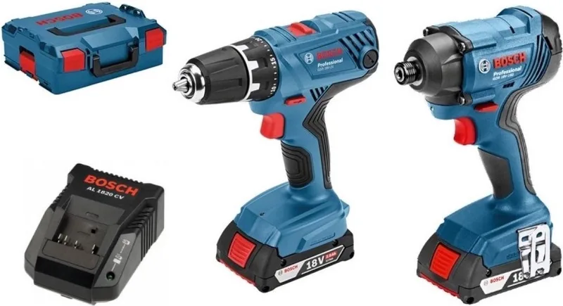 Gereedschapscombiset - GSR 18V-21 accuschroefboormachine - GDR 18V-160 slagschroevendraaier - Met 2x 2.0Ah accu - in L-boxx von Bosch Professional – Produktbild