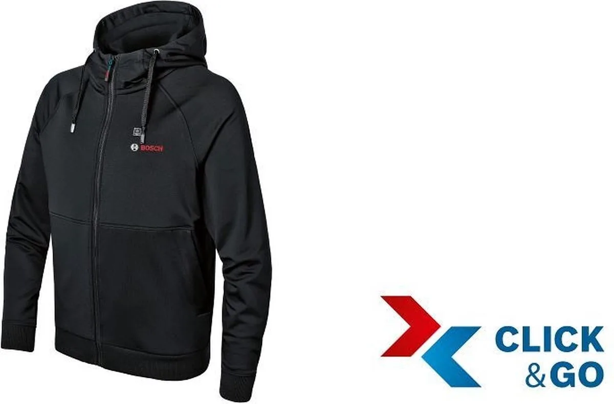 GHH 12+18V XA S Verwarmde hoodie in Doos - 06188000EP van Bosch Professional, Zwart – productafbeelding