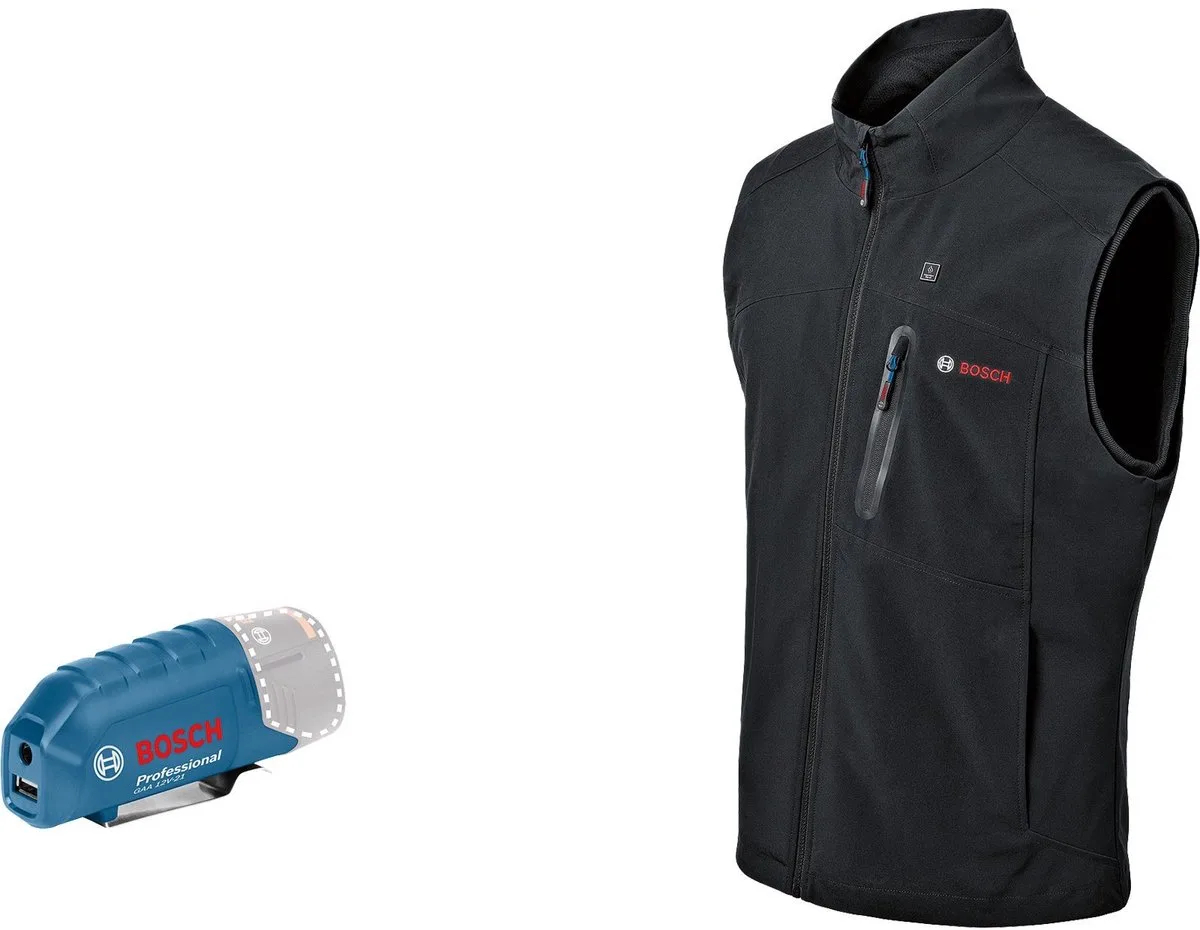 GHV - 12 + 18V XA batterij - Verwarmde jas Gilet Vest - Zwart van Bosch Professional, Zwart, XL – productafbeelding
