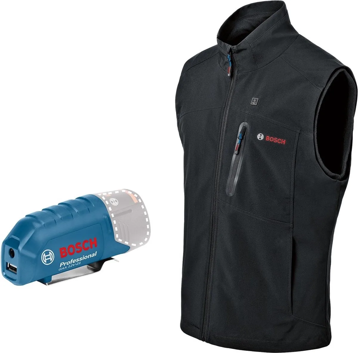 GHV 12+18V XA M 12V Li-Ion accu verwarmde bodywarmer van Bosch Professional, Zwart, M – productafbeelding