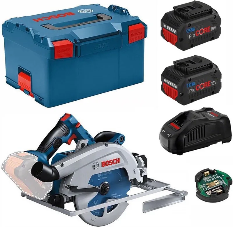 GKS 18V-68 GC Cirkelzaag - BITURBO - Met 2x 18V accu's (5.5 Ah) en lader - Incl. zaagblad - In L-boxx fra Bosch Professional – produktbillede