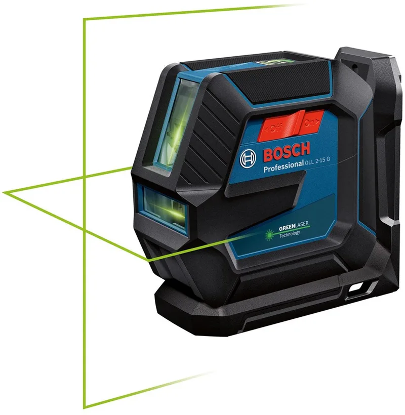 GLL 2-15 G - Groene Kruislijnlaser - Incl Statief - Opbergtas - Batterijen - Laserrichtbord - Universele houder van Bosch Professional – productafbeelding