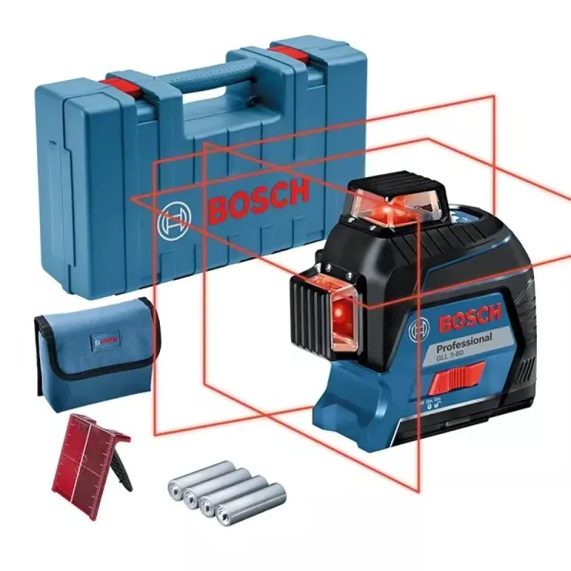 GLL 80-33 G - Lijnlaser - (1 x accu BA 3.7V 3.0Ah XL Li-Ion, laserrichtbord, houder LB10, USB-A naar USB-C kabel, tas) van Bosch Professional – productafbeelding 2 van 5