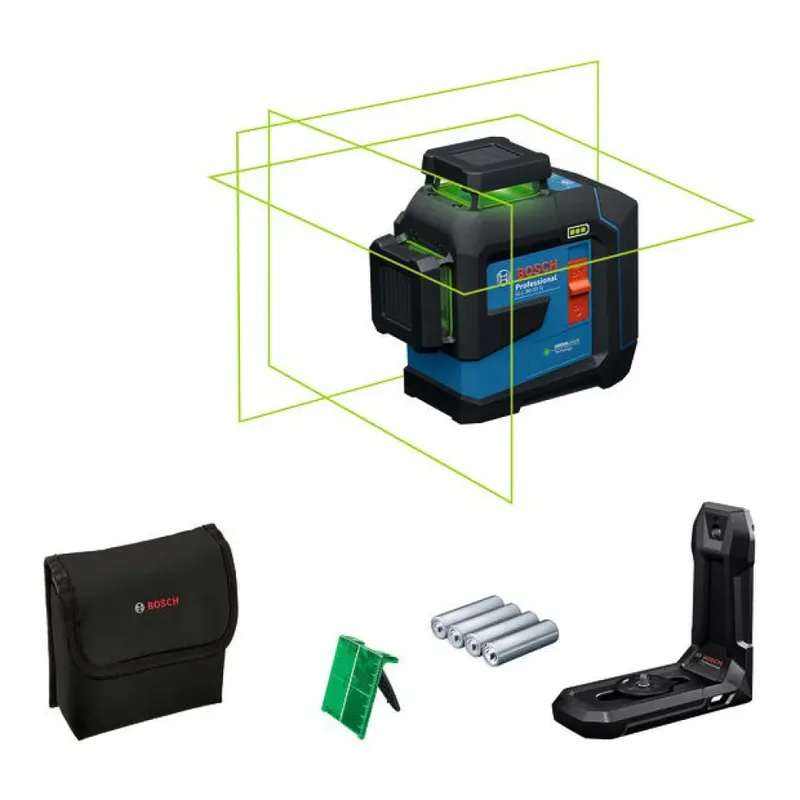 GLL 80-33 G - Lijnlaser - (4x batterij 1,5V LR6 (AA), laserrichtbord, houder LB10, alkalinebatterij-adapter, tas) by Bosch Professional – product image 2 of 6