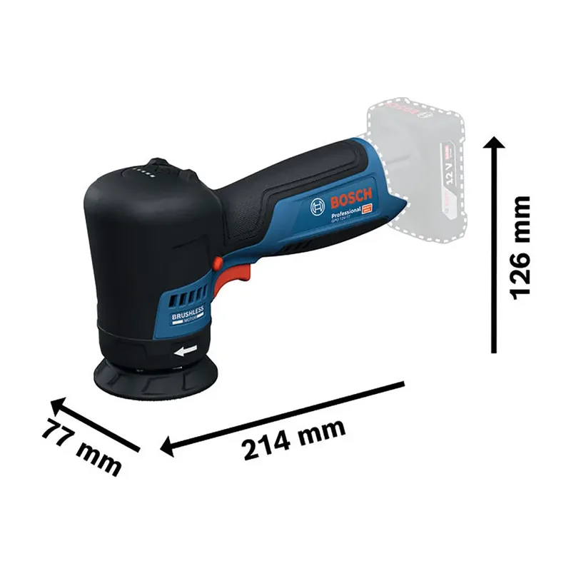 GPO 12V-77 Roterende accu polijstmachine 77 mm 12V Basic Body - 06019L3000 van Bosch Professional – productafbeelding 3 van 6
