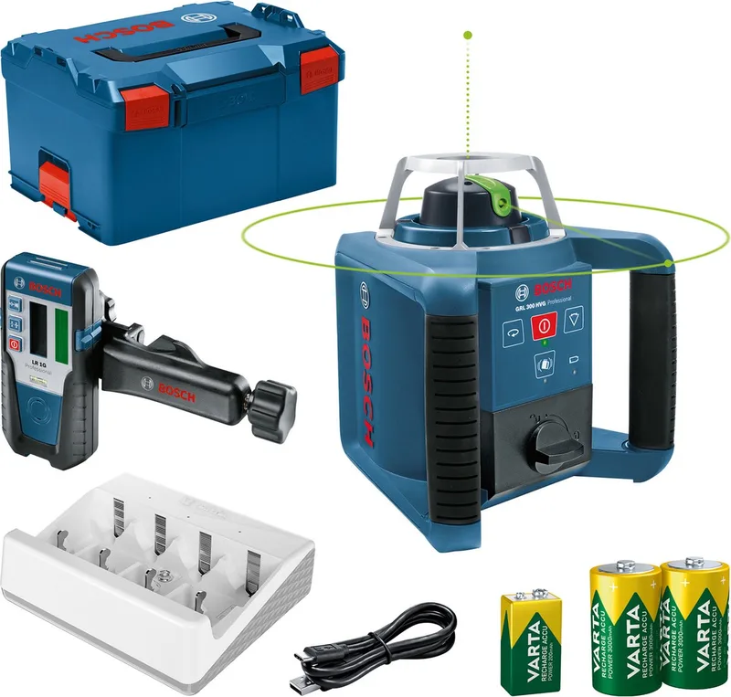 GRL 300 HVG - Rotatielaser - Inclusief Laserontvanger - Oplaadbare batterijen - Batterij oplader - L-Boxx fra Bosch Professional – produktbillede