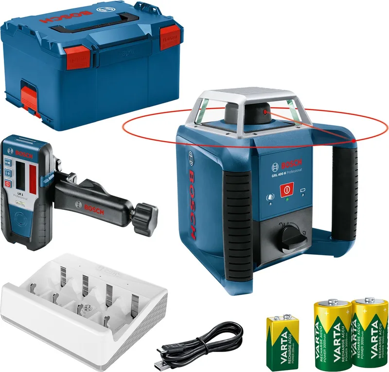 GRL 400 H - Rotatielaser -Inclusief Laserontvanger - Oplaadbare batterijen - Batterij oplader - L-Boxx de Bosch Professional – image du produit