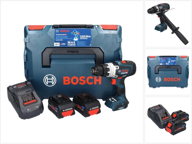 GSB 18V-150 C Schroefklopboormachine - BITURBO - Met 2x 18 V accu's (8.0 Ah) en lader - in L-Boxx de Bosch Professional – image du produit