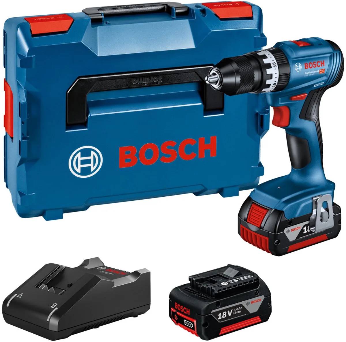GSB 18V-45 Accu klop-/schroefboormachine 18V 3.0Ah in L-Boxx - 06019K3305 by Bosch Professional – product image