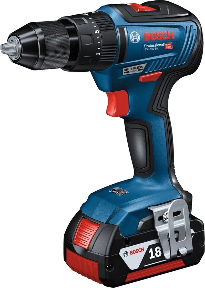 GSB 18V-55 Accuboormachine - Met 2x 18V accu's en lader fra Bosch Professional – produktbillede
