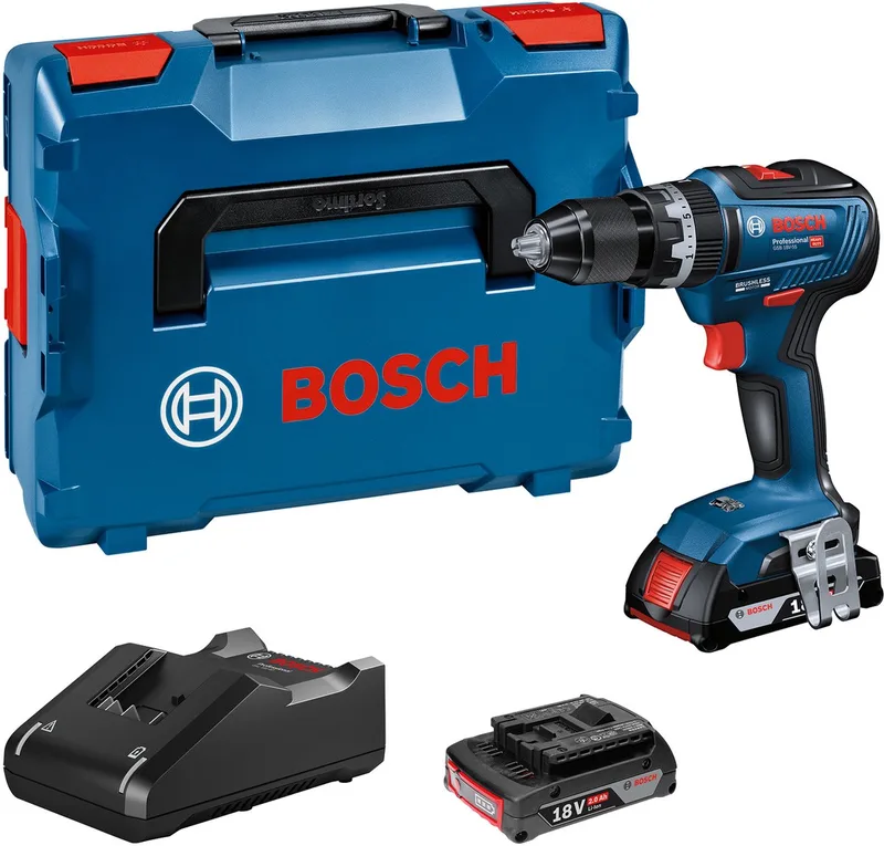 GSB 18V-55 Accuschroefboormachine | 2 x 2,0 Ah accu + Snellader | In L-Case by Bosch Professional – product image