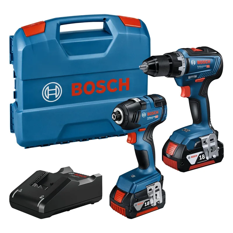 GSR 18V-55 Accuboormachine + GDR 18V-200 Slagschroevendraaier 18V 4.0AH in L-Case - 06019J2108 von Bosch Professional – Produktbild