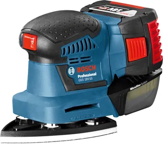 GSS 18V-10 - Accu vlakschuurmachine - Exclusief Accu en Lader - Inclusief 3x voetplaat met schuurplateau - 3x schuurblad van Bosch Professional – productafbeelding 3 van 5