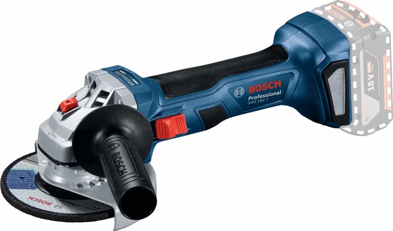 GWS 18V-7 - Accu haakse Slijper Basic Body (zonder accu en lader) - Inclusief beschermkap - clip-on beschermkap - handgreep - opname flens de Bosch Professional – image du produit