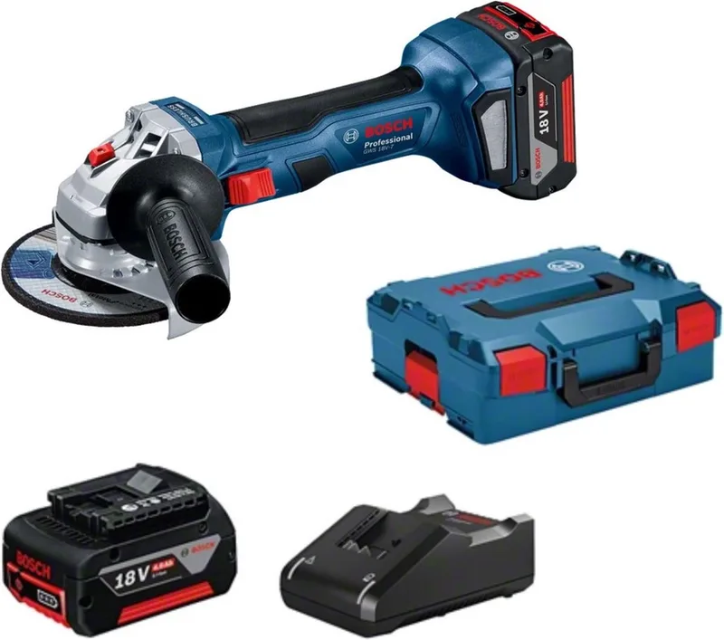 GWS 18V-7 Haakse slijper - Met 2x 18 V accu en lader - In L-Boxx koffer von Bosch Professional – Produktbild