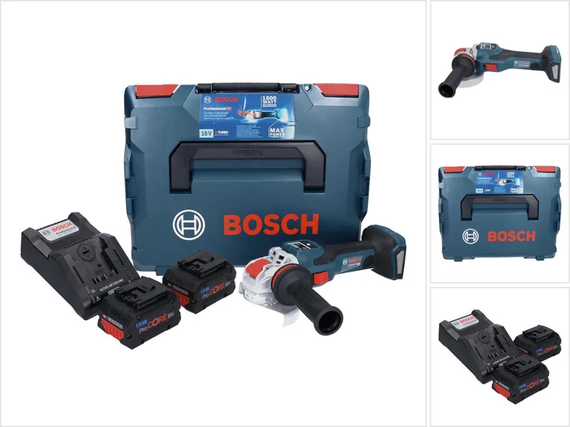 GWX 18V-15 SC Haakse slijper - BITURBO - Met 2x 18V accu (8.0 Ah) en lader - in L-Boxx de Bosch Professional – image du produit