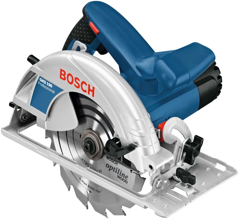 Handkreissäge GKS 190, 1400 W, 190 mm van Bosch Professional, Blauw, Zwart – productafbeelding 1 van 4