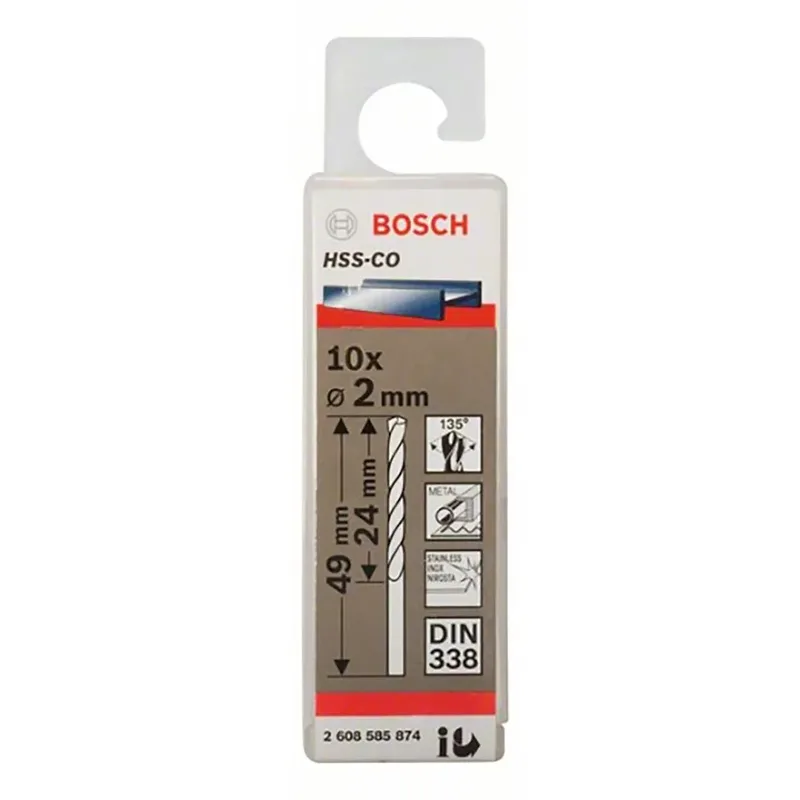 Hss-co Din338 2.0x24x49 Mm Metaalboor 10 Eenheden von Bosch Professional – Produktbild 1 von 2