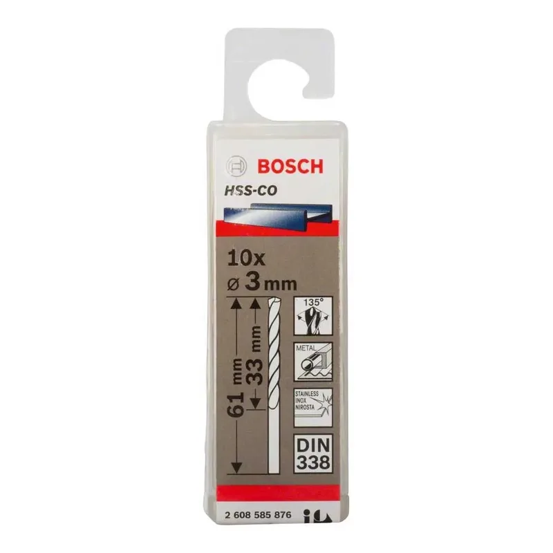 Hss-co Din338 3.0x33x61 Mm Metaalboor 10 Eenheden de Bosch Professional – image du produit 2 sur 3