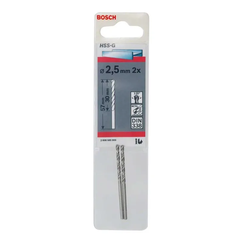 Hss-g Din338 2.5x30x57 Mm Metaalboor 2 Eenheden de Bosch Professional – image du produit 2 sur 3