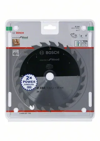 Kreissägeblatt Standard for Wood für Akkusägen 184x1.6/1.1x20, 24 Zähne de Bosch Professional – image du produit 2 sur 2