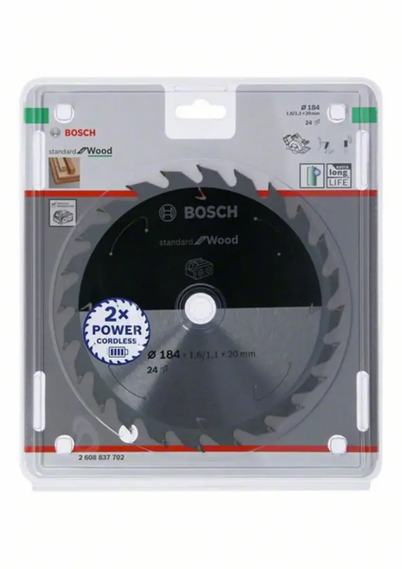 Kreissägeblatt Standard for Wood für Akkusägen 184x1.6/1.1x20, 24 Zähne de Bosch Professional – image du produit 2 sur 2