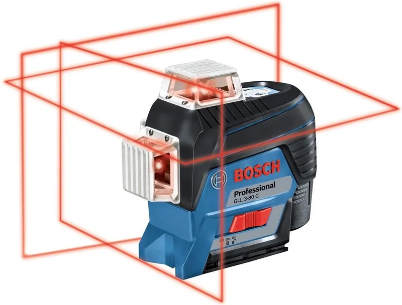 Lijnlaser GLL 3-80 C 4 x AA batterijen + adapter + richtplaat + etui + BT 150 by Bosch Professional, Blue – product image
