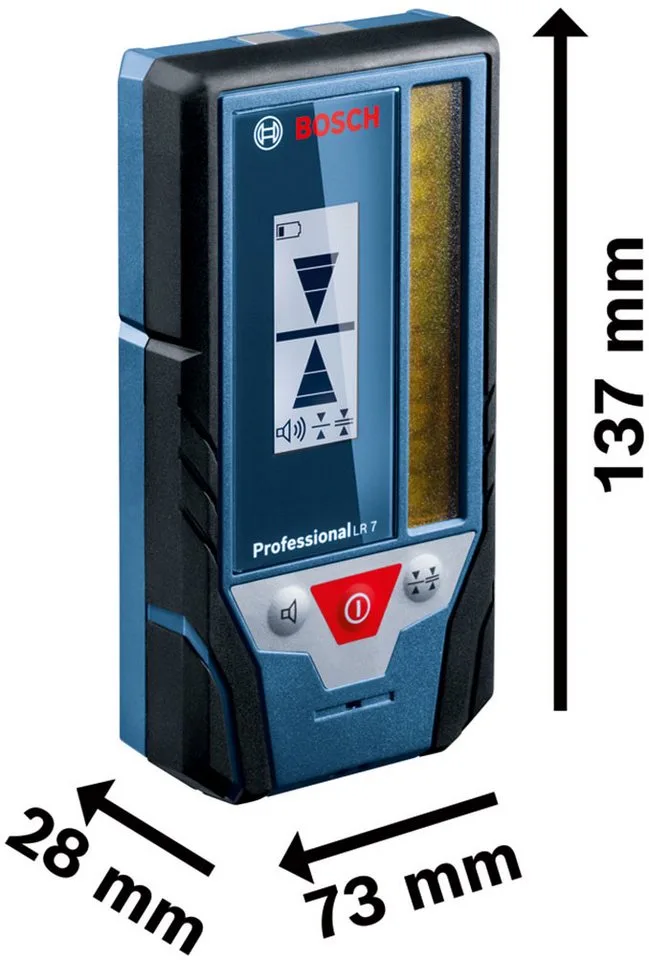 LR 7 - Lijnlaser Ontvanger - Inclusief 2 x AA batterijen - etui - houder van Bosch Professional, Kleurloos – productafbeelding 5 van 5