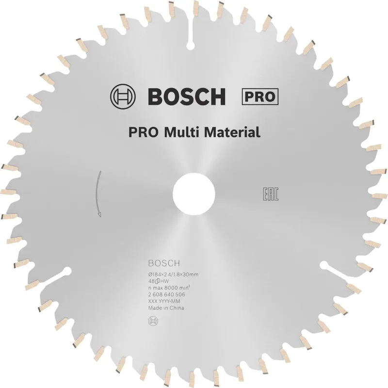 Multi Material 2608640506 Hartmetall Kreissägeblatt 184 x 30 x 2.4 mm Zähneanzahl: 48 1 St. de Bosch Professional – image du produit