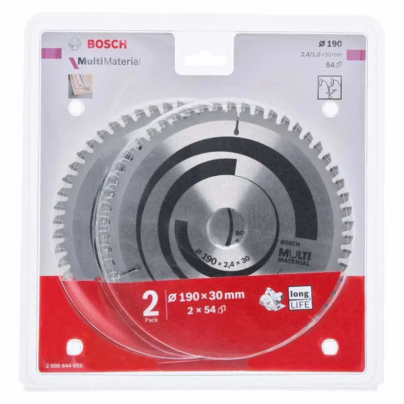 Multimateriaal Cirkelzaagblad/1.8x54t 190x30x2.4 2 Eenheden de Bosch Professional – image du produit