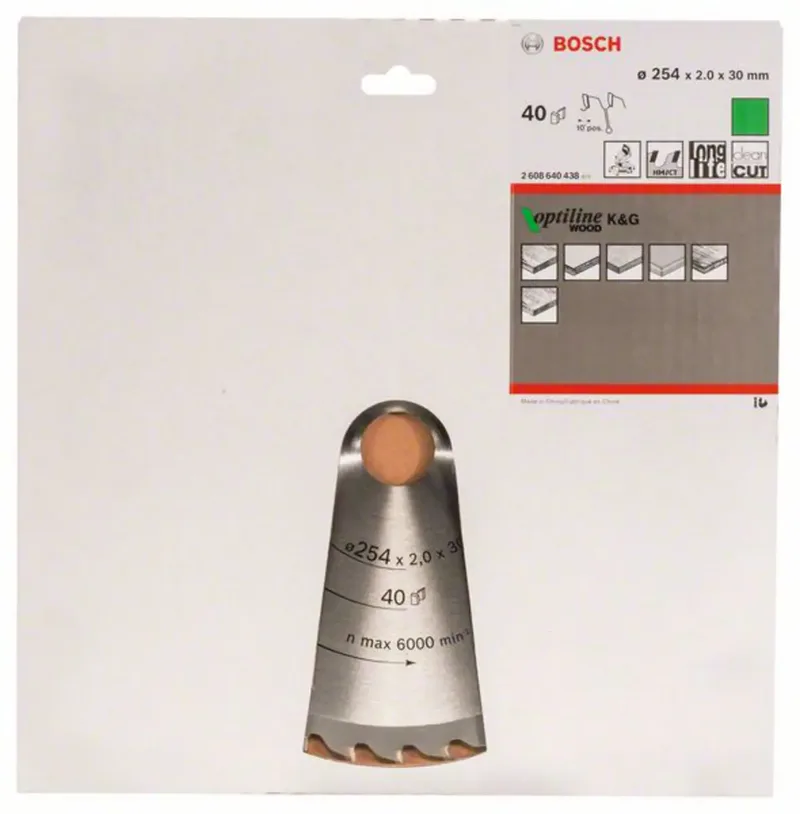 Optiline 2608640438 Hartmetall Kreissägeblatt 254 x 30 x 2 mm Zähneanzahl: 40 1 St. de Bosch Professional – image du produit 2 sur 2