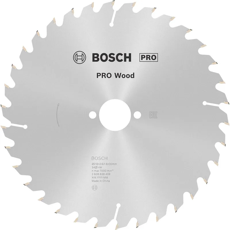 Optiline 2608838409 Cirkelzaagblad 216 x 30 x 1.6 mm Aantal tanden: 34 1 stuk(s) fra Bosch Professional – produktbillede