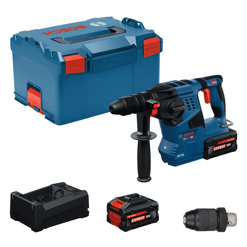PRO GBH 18V-28 F Accu boorhamer SDS-Plus 3,3J 2x EXBA18V-80 - 0611921101 von Bosch Professional – Produktbild