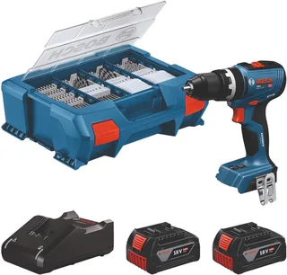 PRO GSB 18V-65 Accu klop-/schroefboormachine + 82x accessoires 2x 4.0Ah - 06019N3307 van Bosch Professional – productafbeelding 1 van 6