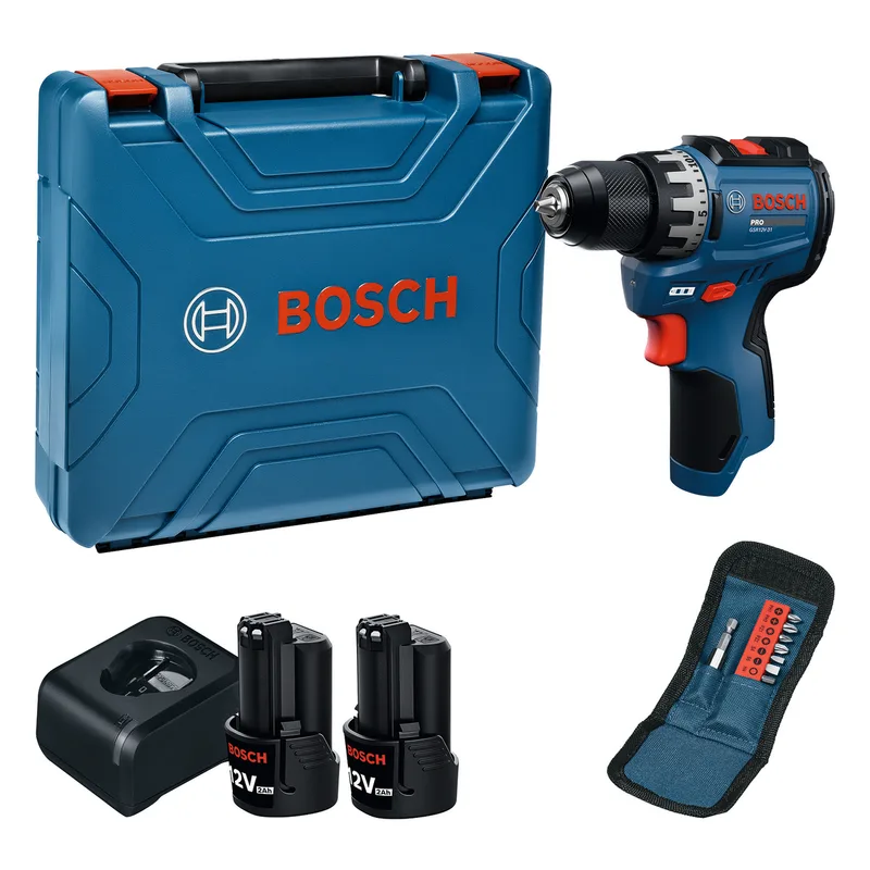 PRO GSR 12V-31 Accu schroefboormachine + 10x accessoires 2x 2.0Ah - 06019S6003 by Bosch Professional – product image