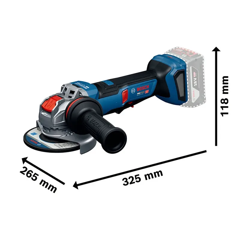 PRO GWX 18V-11PS Accu haakse slijper 125mm X-LOCK 18V Basic Body in L-Boxx - 06019N4400 by Bosch Professional – product image 3 of 6