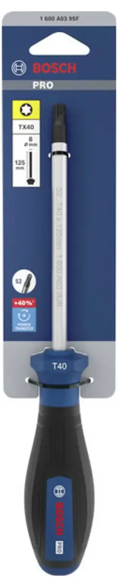 PRO Schraubendreher TX40 x 125 mm Tournevis TX Taille (tournevis) TX 40 Longueur de la lame: 125 mm 1 pc(s) de Bosch Professional – image du produit 2 sur 2