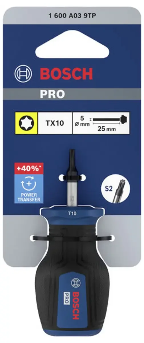 PRO Stubby-Schraubendreher TX10 x 25 mm Tournevis TX Taille (tournevis) TX 10 Longueur de la lame: 25 mm 1 pc(s) de Bosch Professional – image du produit 2 sur 2